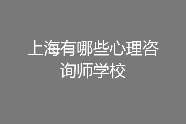 上海有哪些心理咨询师学校