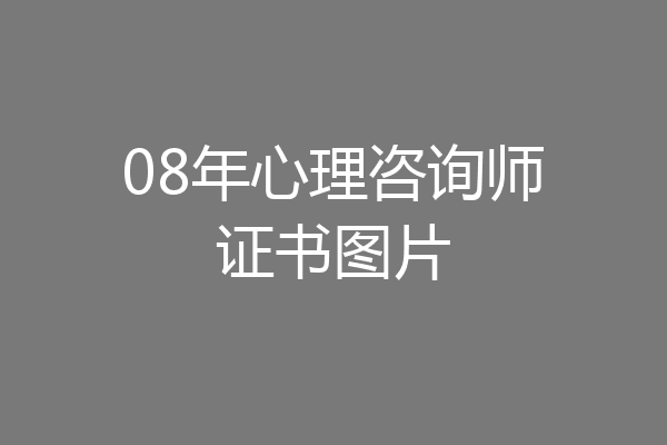 08年心理咨询师证书图片