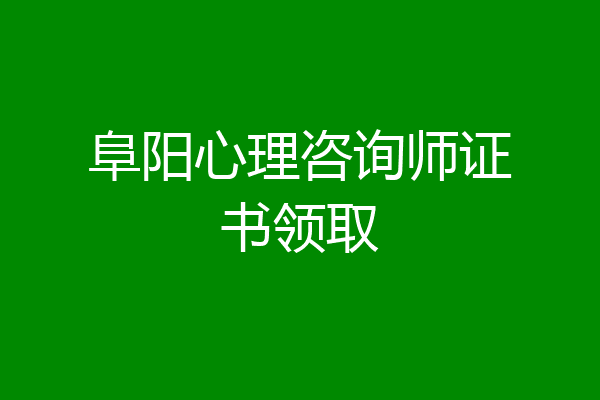 阜阳心理咨询师证书领取