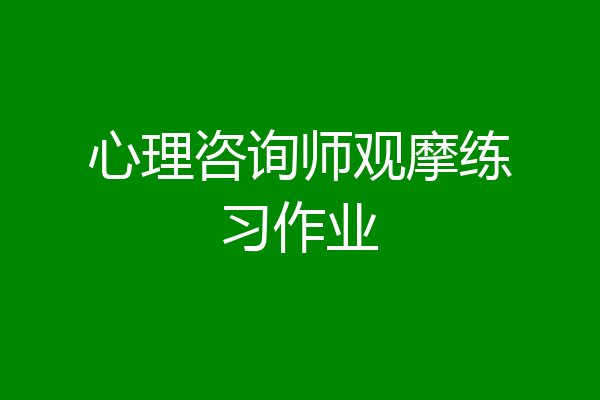 心理咨询师观摩练习作业