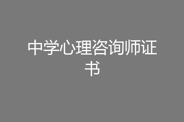 中学心理咨询师证书