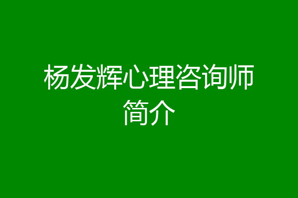 杨发辉心理咨询师简介