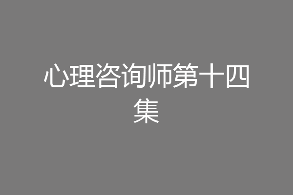 心理咨询师第十四集