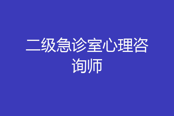 二级急诊室心理咨询师