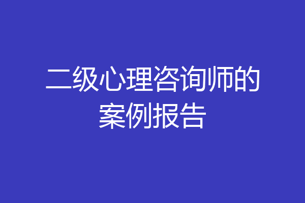 二级心理咨询师的案例报告