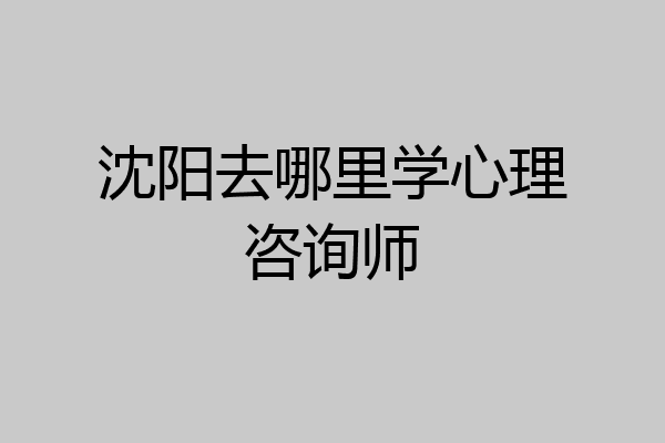 沈阳去哪里学心理咨询师