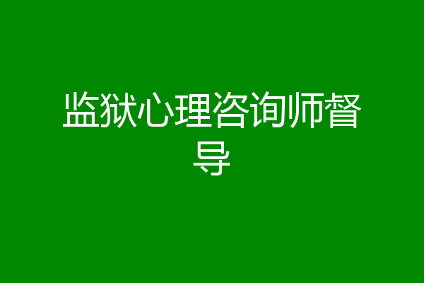 监狱心理咨询师督导