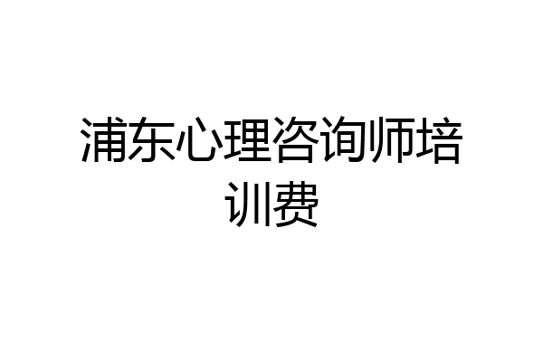 浦东心理咨询师培训费