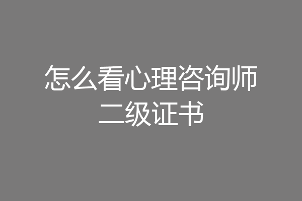 怎么看心理咨询师二级证书