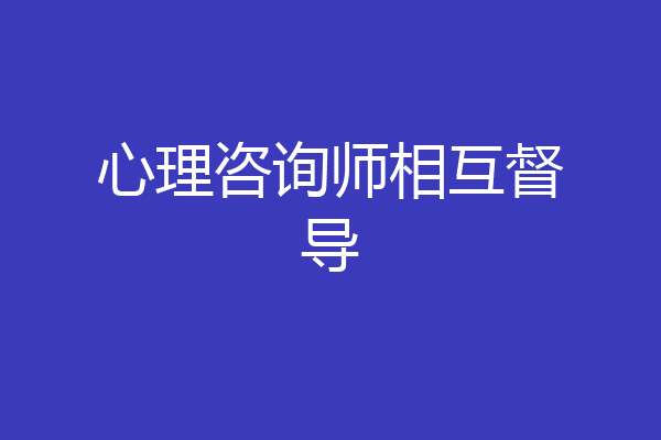 心理咨询师相互督导