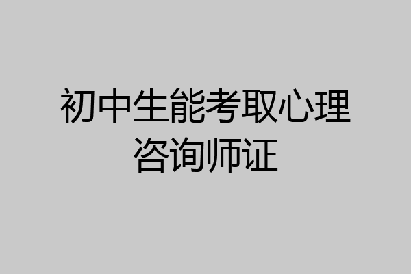 初中生能考取心理咨询师证