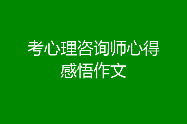 考心理咨询师心得感悟作文