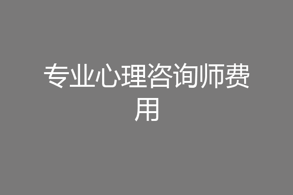 专业心理咨询师费用