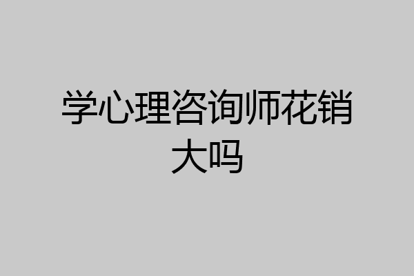 学心理咨询师花销大吗