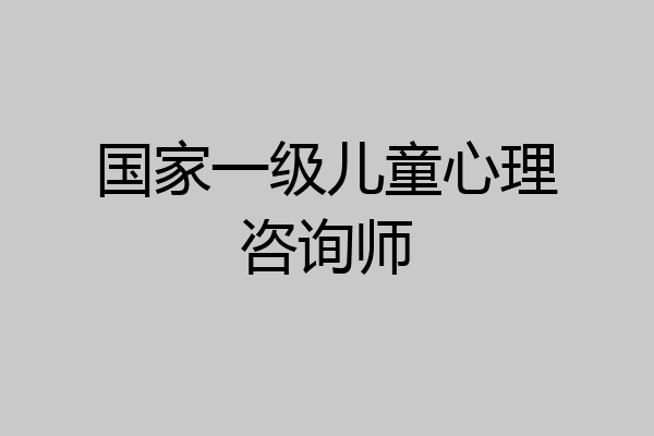 国家一级儿童心理咨询师