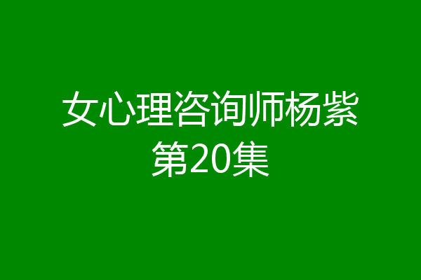 女心理咨询师杨紫第20集