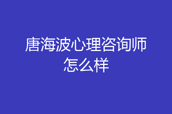 唐海波心理咨询师怎么样