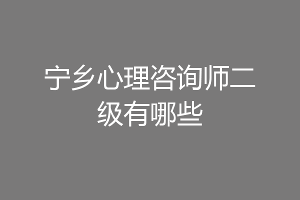宁乡心理咨询师二级有哪些