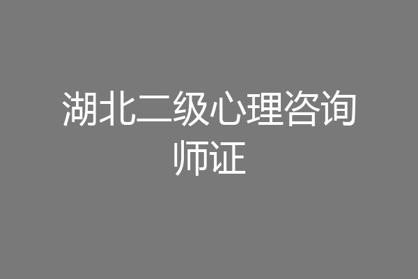 湖北二级心理咨询师证