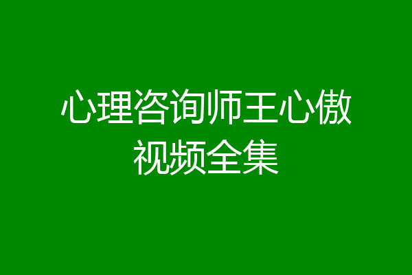 心理咨询师王心傲视频全集
