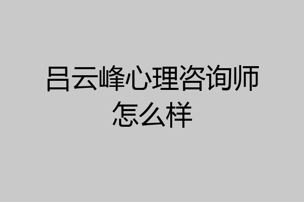 吕云峰心理咨询师怎么样