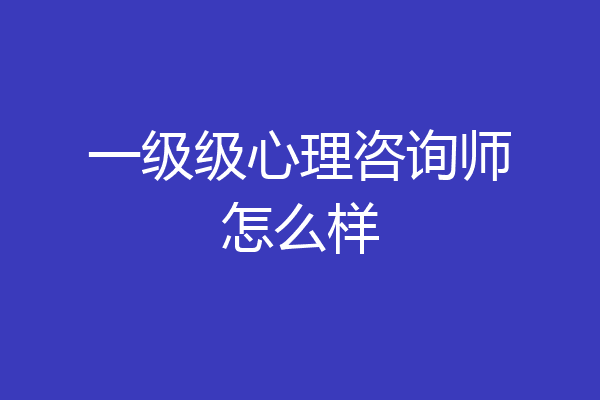 一级级心理咨询师怎么样