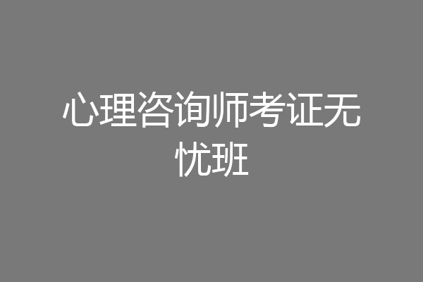 心理咨询师考证无忧班