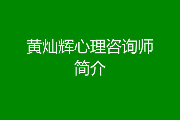 黄灿辉心理咨询师简介