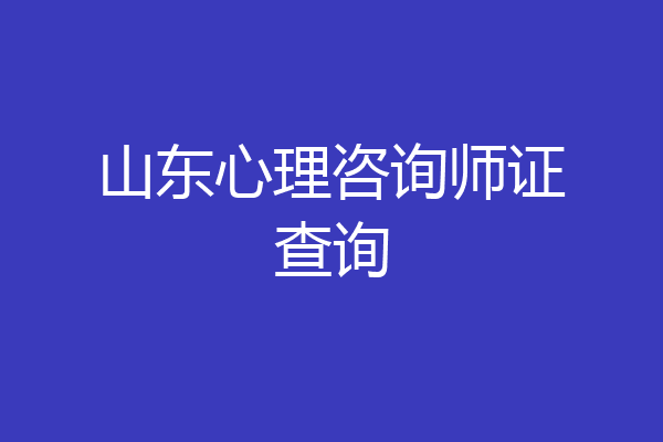 山东心理咨询师证查询