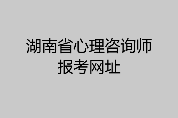 湖南省心理咨询师报考网址
