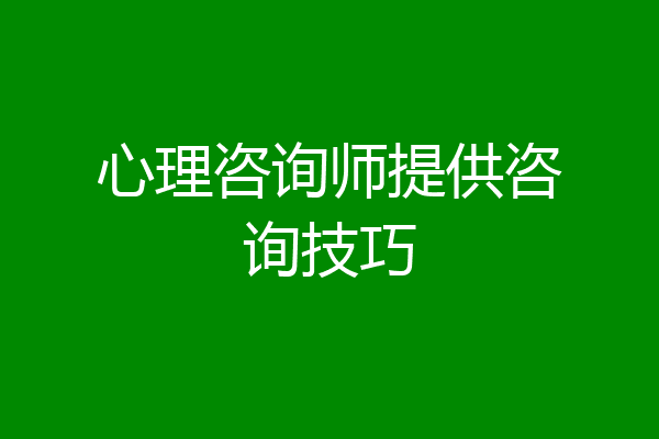心理咨询师提供咨询技巧