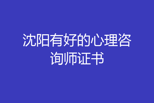 沈阳有好的心理咨询师证书