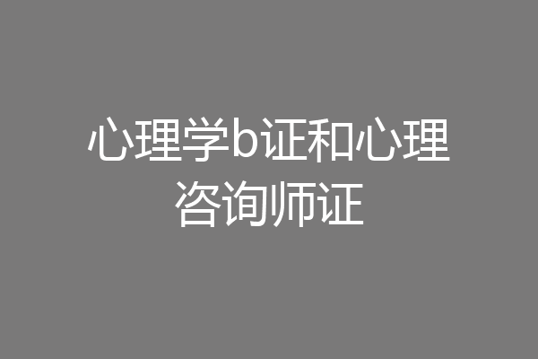 心理学b证和心理咨询师证