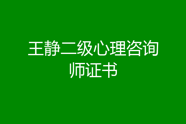 王静二级心理咨询师证书