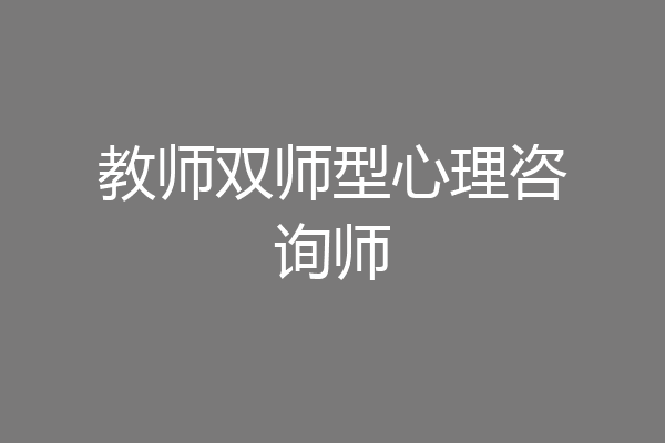 教师双师型心理咨询师