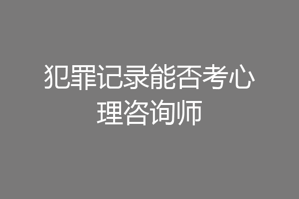 犯罪记录能否考心理咨询师
