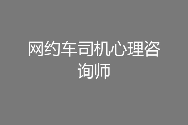 网约车司机心理咨询师