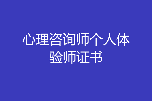 心理咨询师个人体验师证书