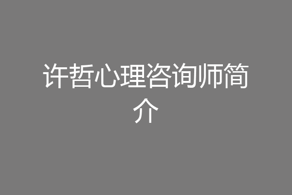 许哲心理咨询师简介