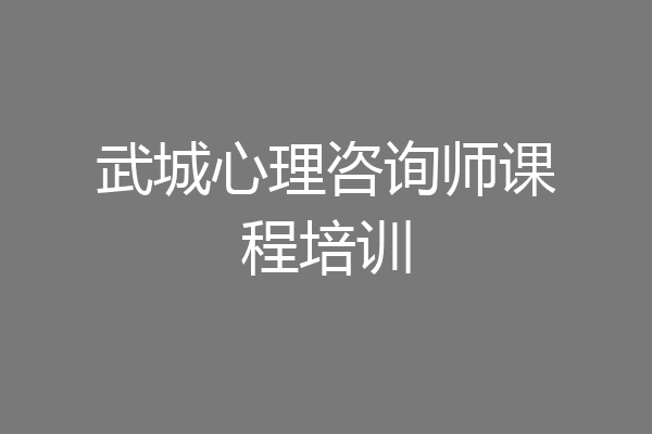 武城心理咨询师课程培训