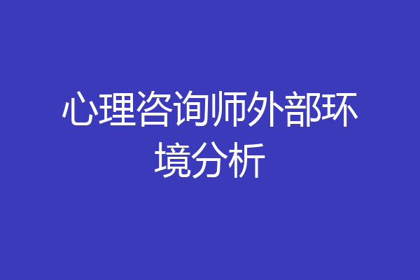 心理咨询师外部环境分析