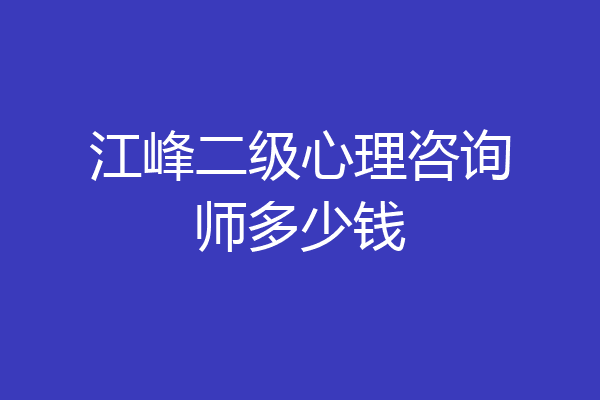 江峰二级心理咨询师多少钱