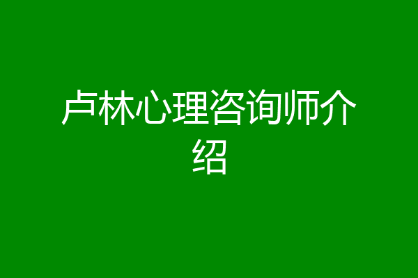 卢林心理咨询师介绍