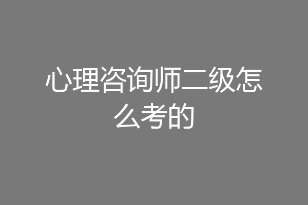 心理咨询师二级怎么考的