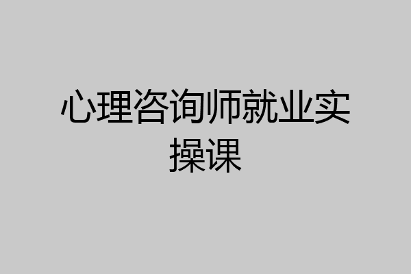 心理咨询师就业实操课