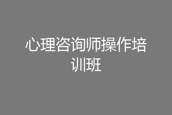 心理咨询师操作培训班