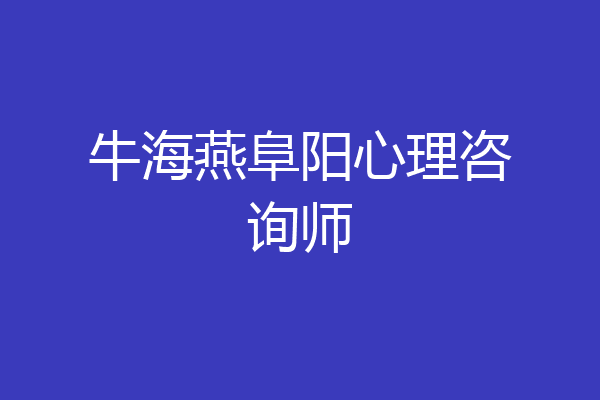 牛海燕阜阳心理咨询师