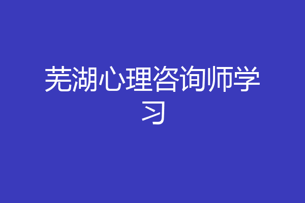 芜湖心理咨询师学习