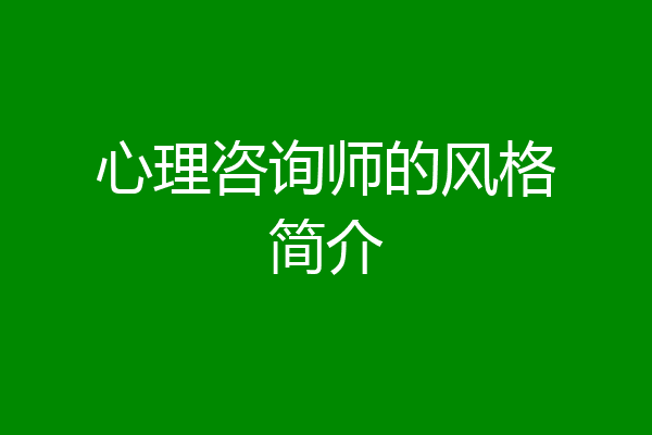 心理咨询师的风格简介
