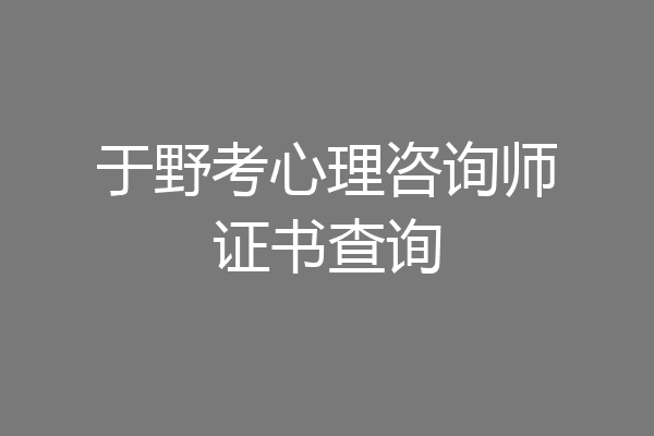 于野考心理咨询师证书查询